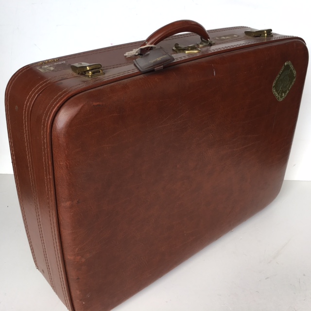 SUITCASE, Large Brown Vinyl - 1970-80s